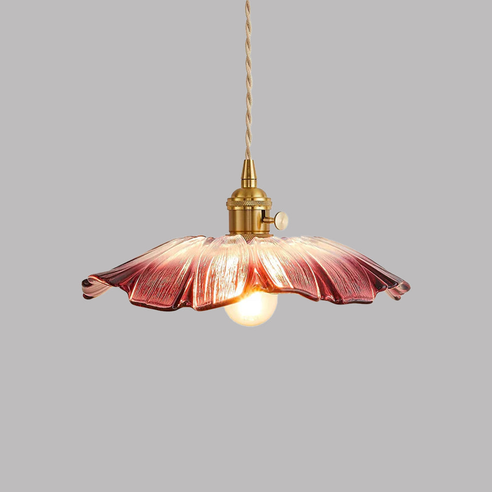 Vintage Floral Glass Pendant Light Fixture for Dining Room
