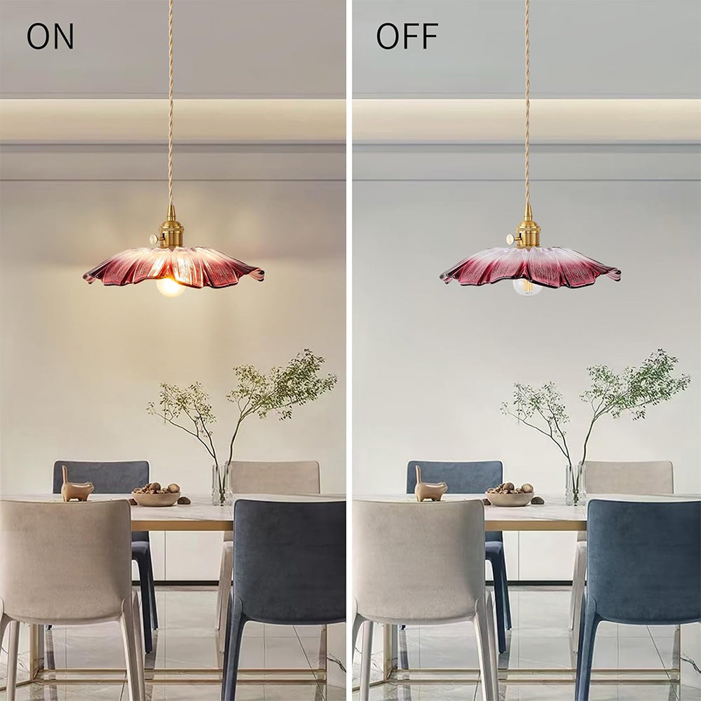 Vintage Floral Glass Pendant Light Fixture for Dining Room