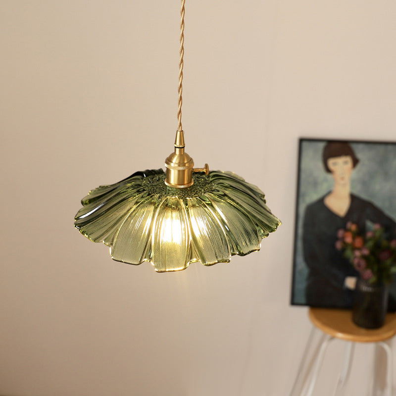Vintage Floral Glass Pendant Light Fixture for Dining Room