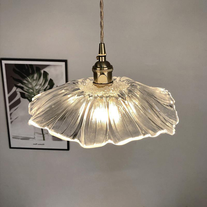 Vintage Floral Glass Pendant Light Fixture for Dining Room