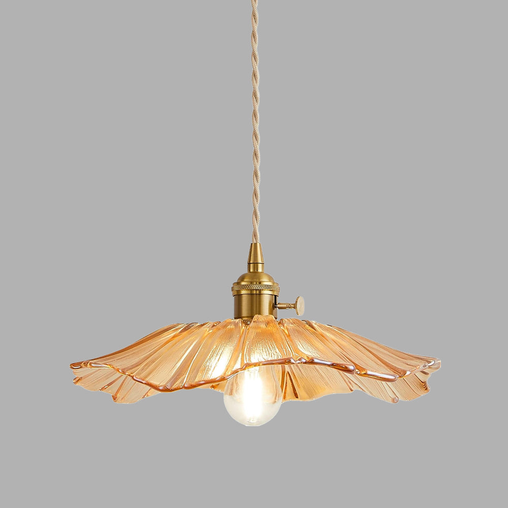 Vintage Floral Glass Pendant Light Fixture for Dining Room