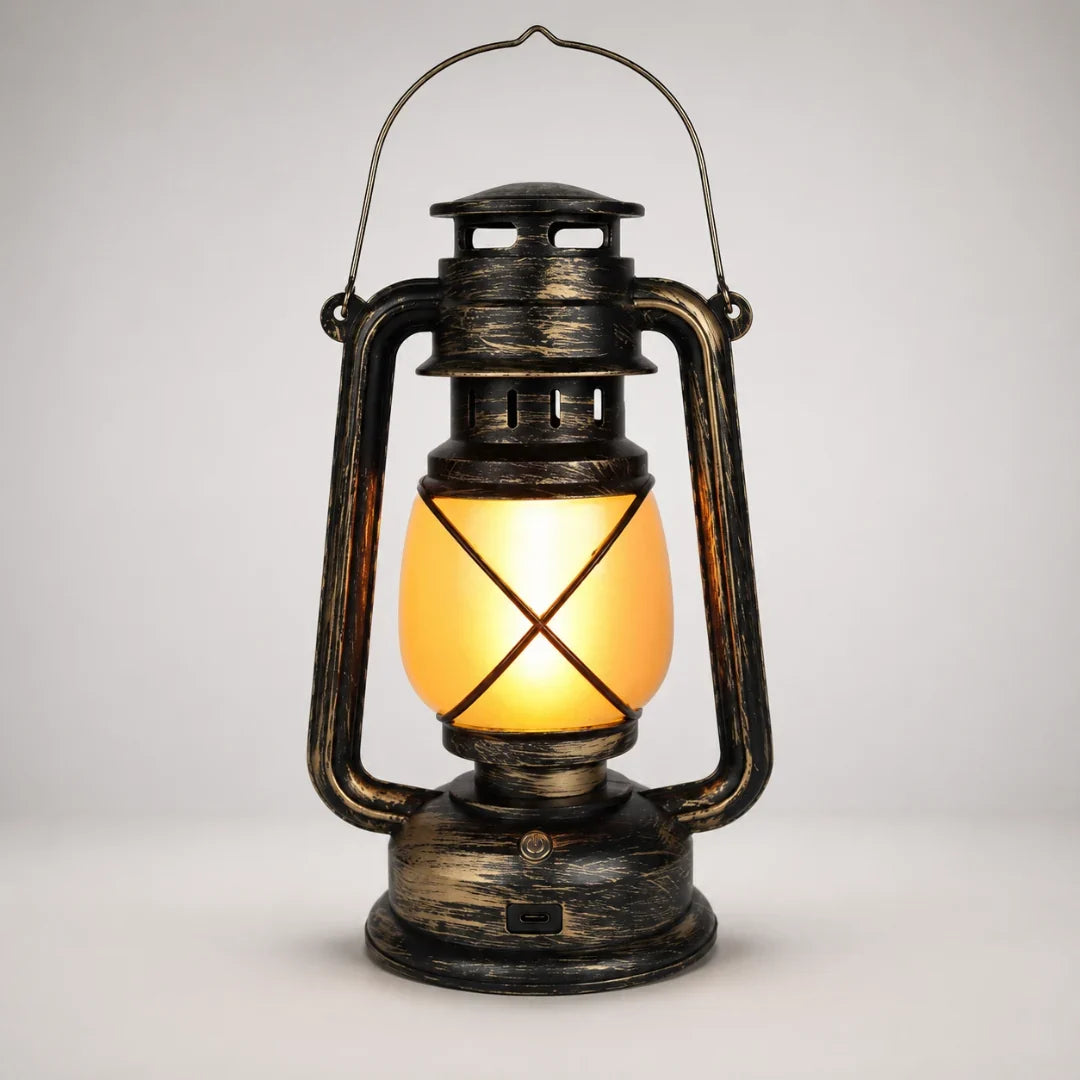 Vintage-Style Rechargeable Flame-Effect Lantern