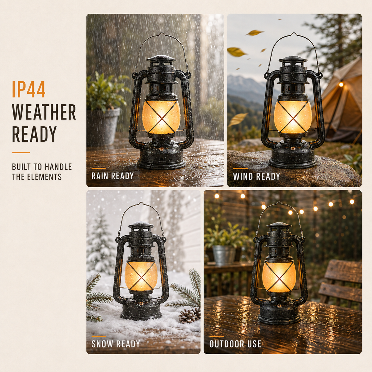 Vintage-Style Rechargeable Flame-Effect Lantern