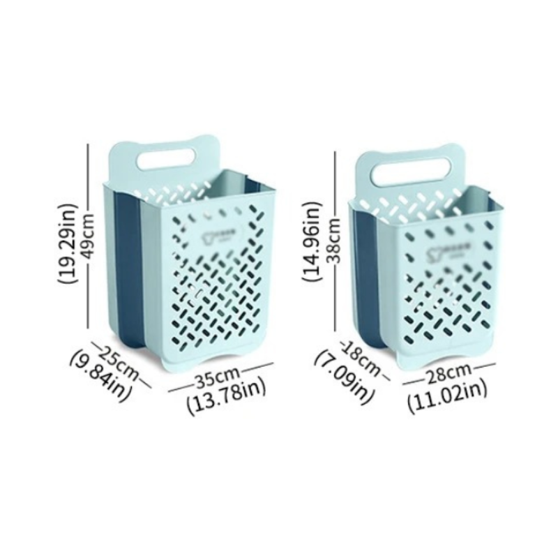 Wall-Mounted Foldable Laundry Basket with Mesh Design