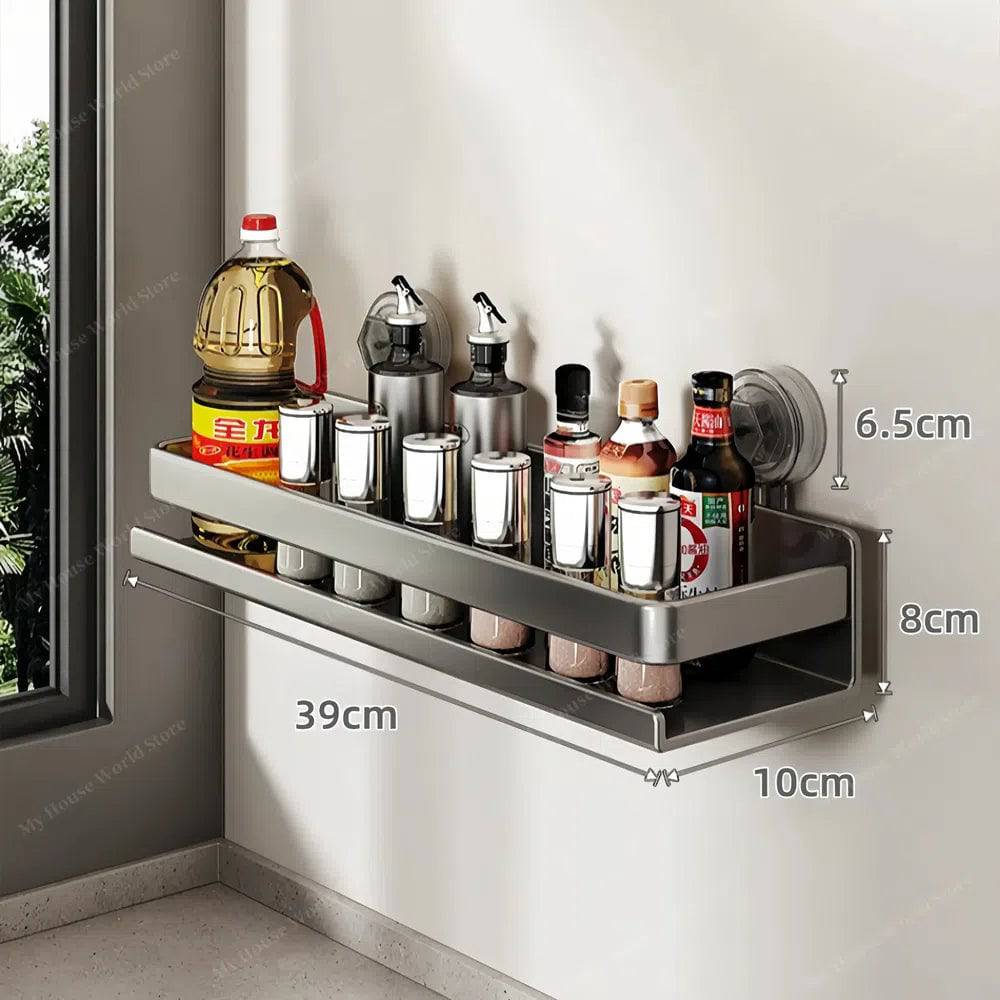 Wall-Mounted Suction Cup Kitchen Spice Rack