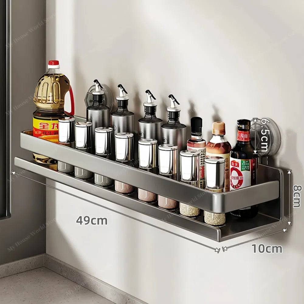 Wall-Mounted Suction Cup Kitchen Spice Rack