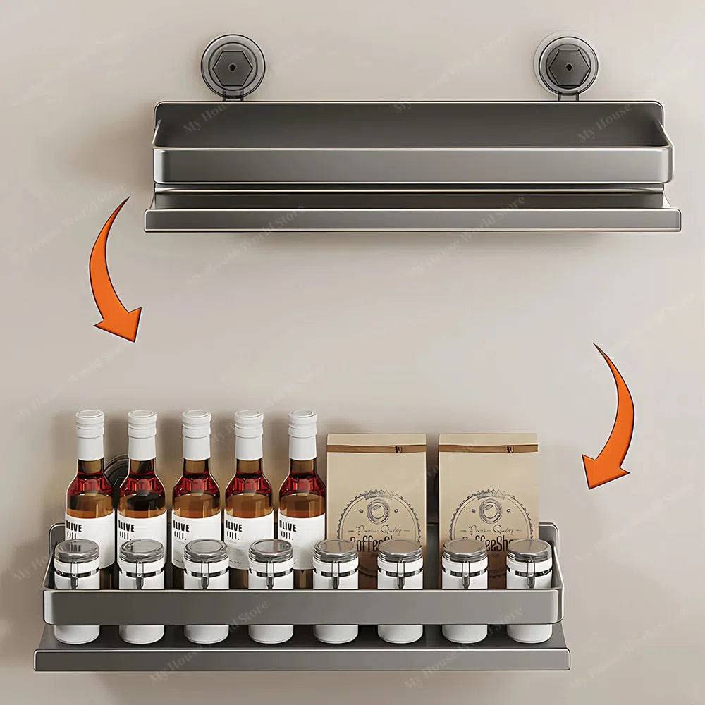 Wall-Mounted Suction Cup Kitchen Spice Rack