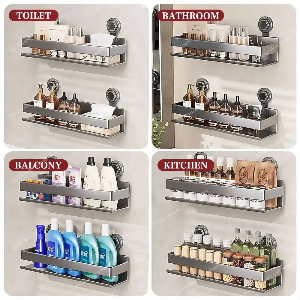 Wall-Mounted Suction Cup Kitchen Spice Rack