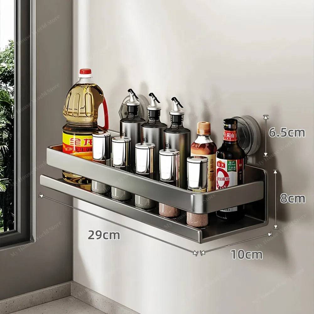 Wall-Mounted Suction Cup Kitchen Spice Rack