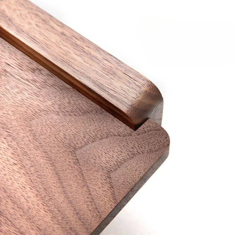 Wall-Mounted Toilet Paper Holder with Walnut Wood Shelf - Brown Finish