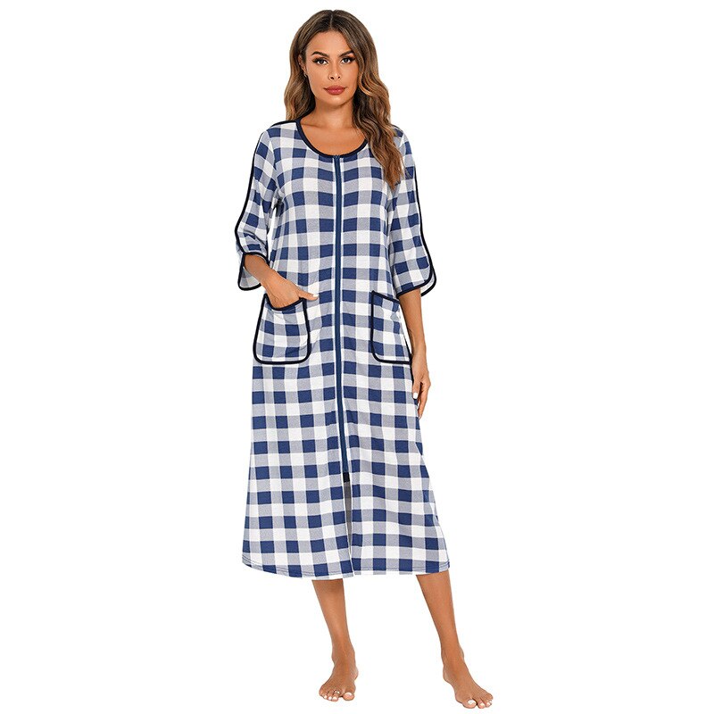 Warm Hooded Zipped Nightgown