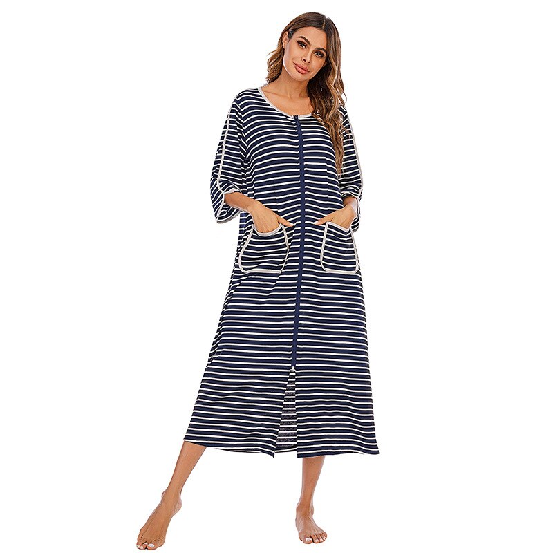 Warm Hooded Zipped Nightgown