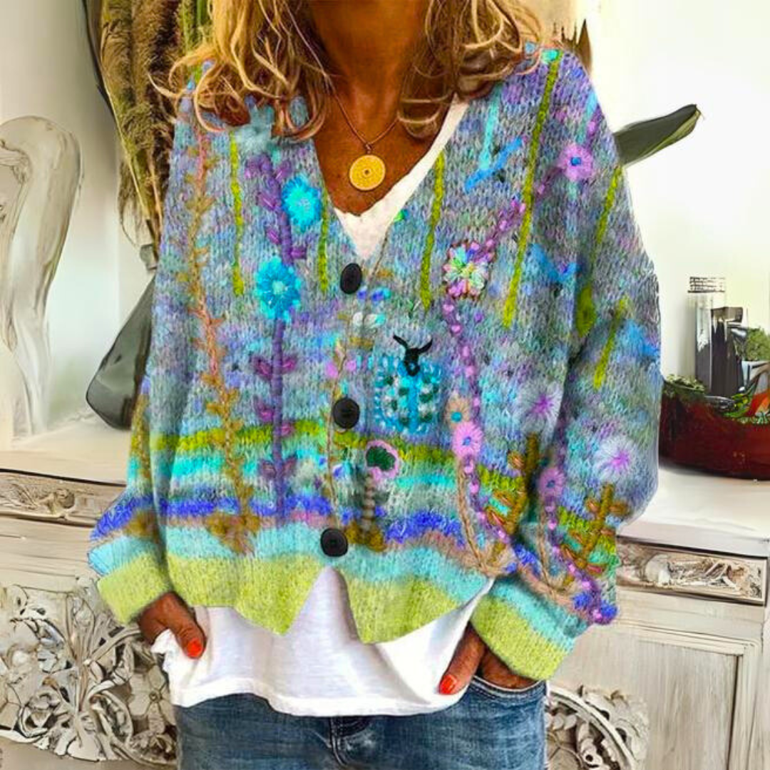 Warm Loose-Fit Cardigan with Trendy Pattern