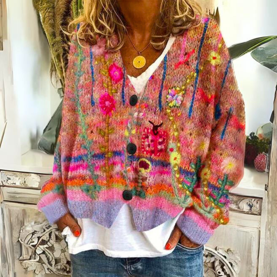 Warm Loose-Fit Cardigan with Trendy Pattern