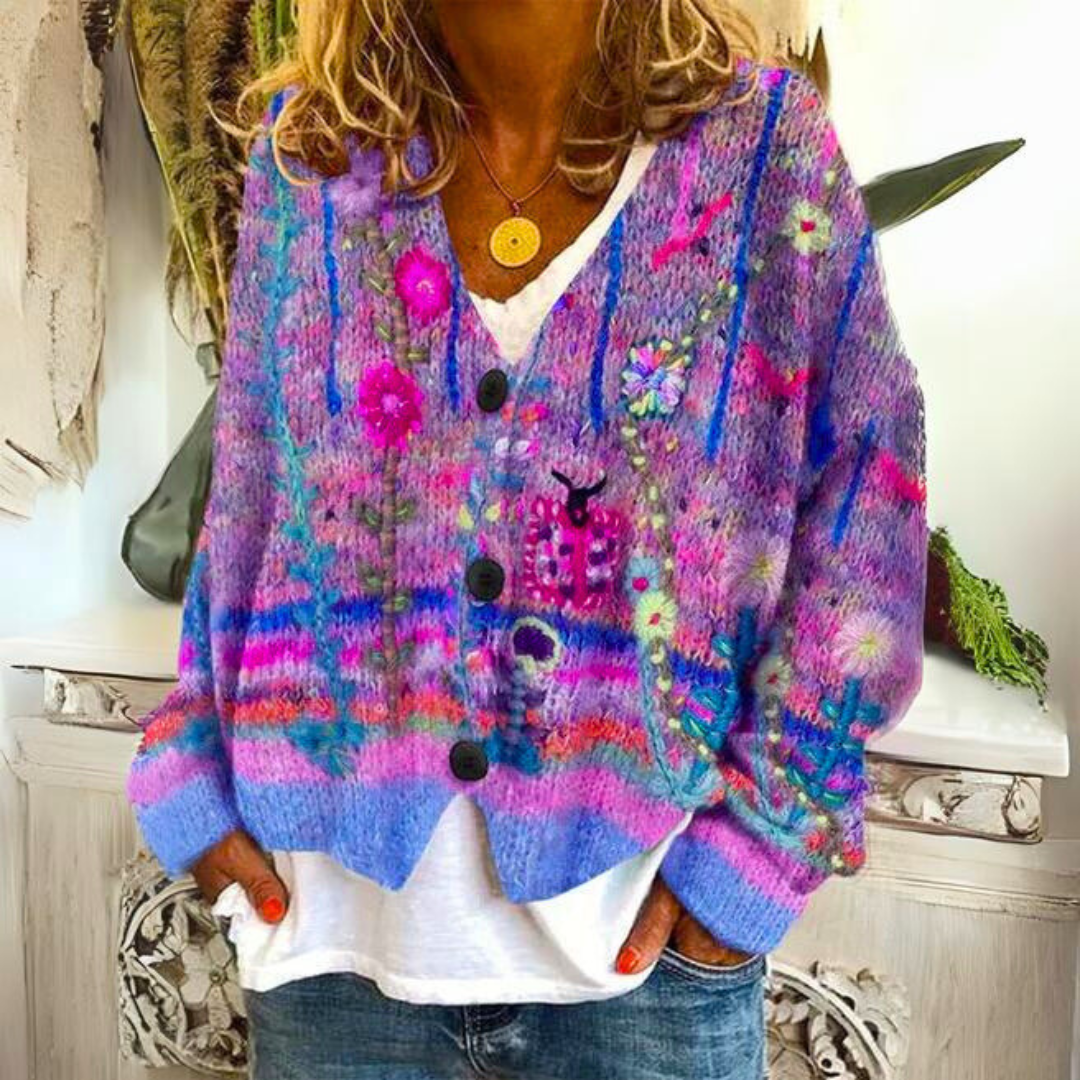Warm Loose-Fit Cardigan with Trendy Pattern