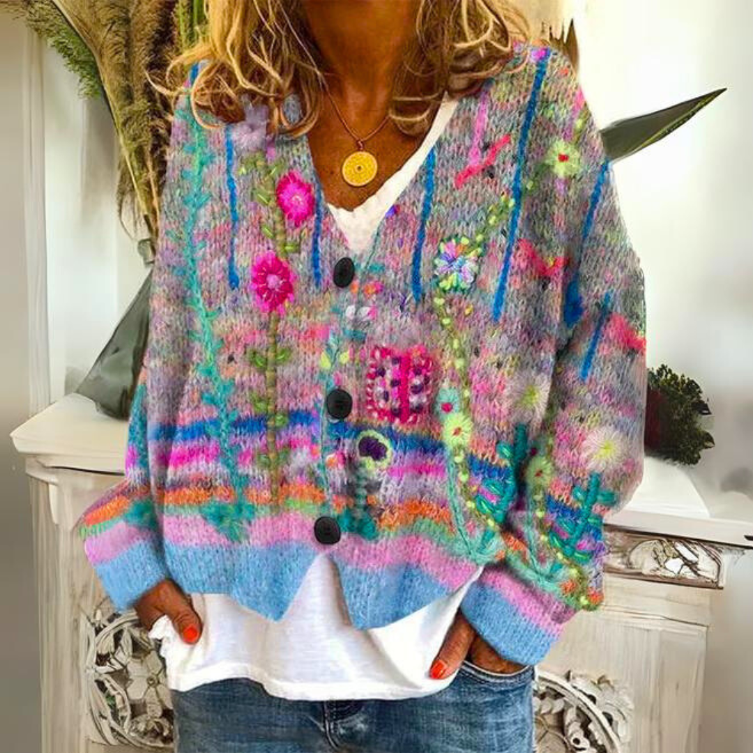 Warm Loose-Fit Cardigan with Trendy Pattern