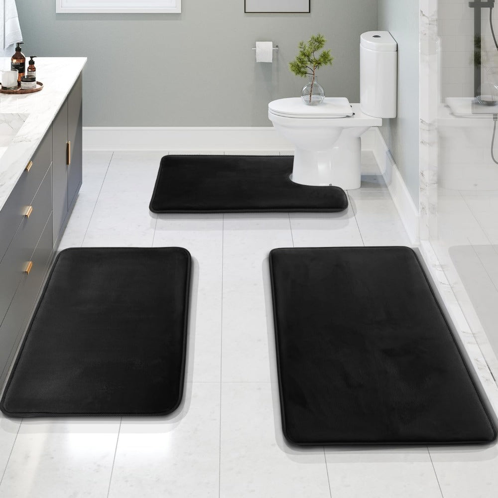 Washable Non-Slip Memory Foam Bath Mat Set