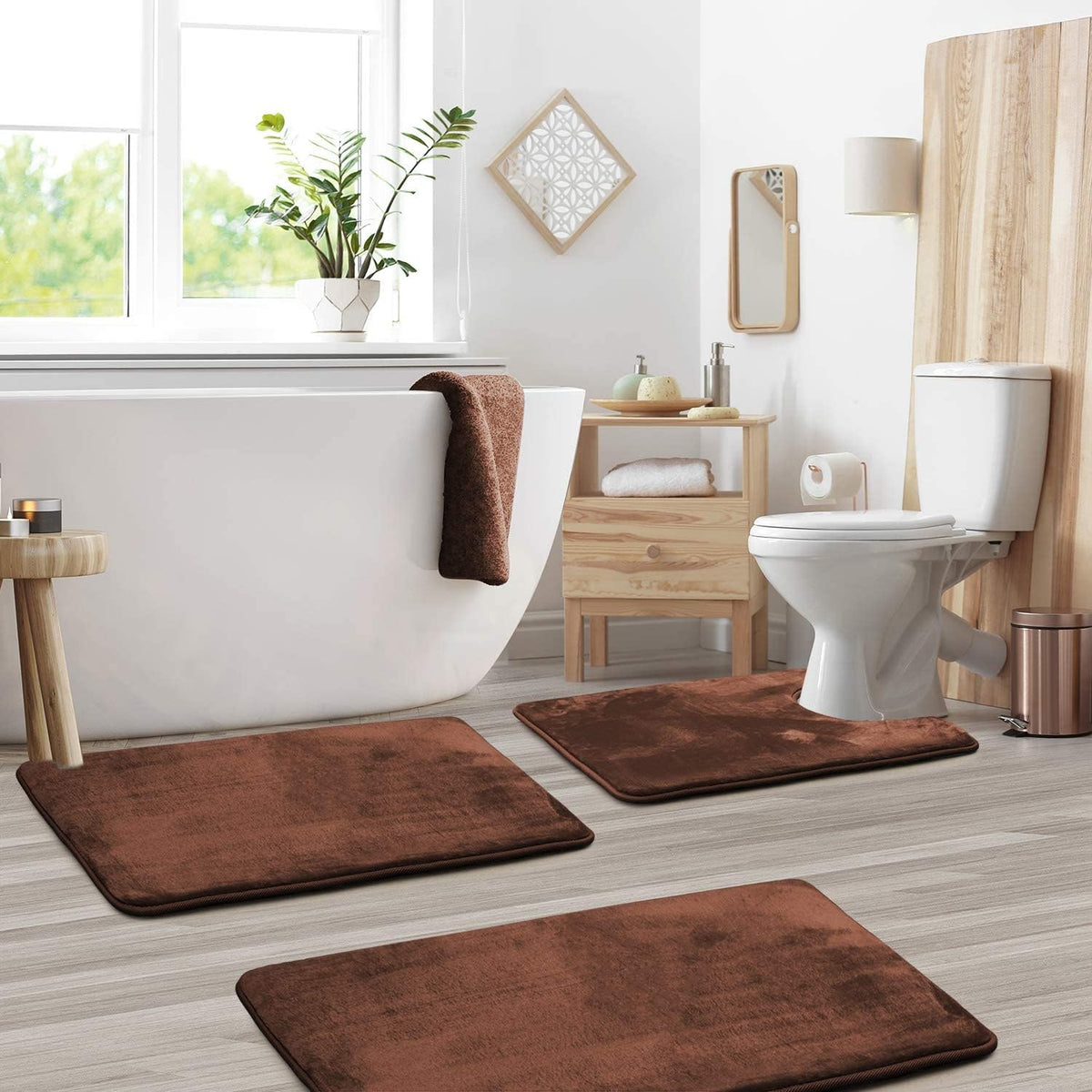 Washable Non-Slip Memory Foam Bath Mat Set