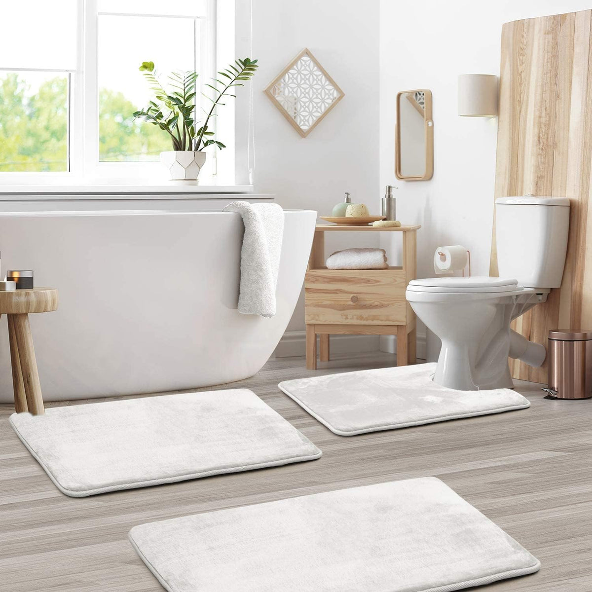 Washable Non-Slip Memory Foam Bath Mat Set