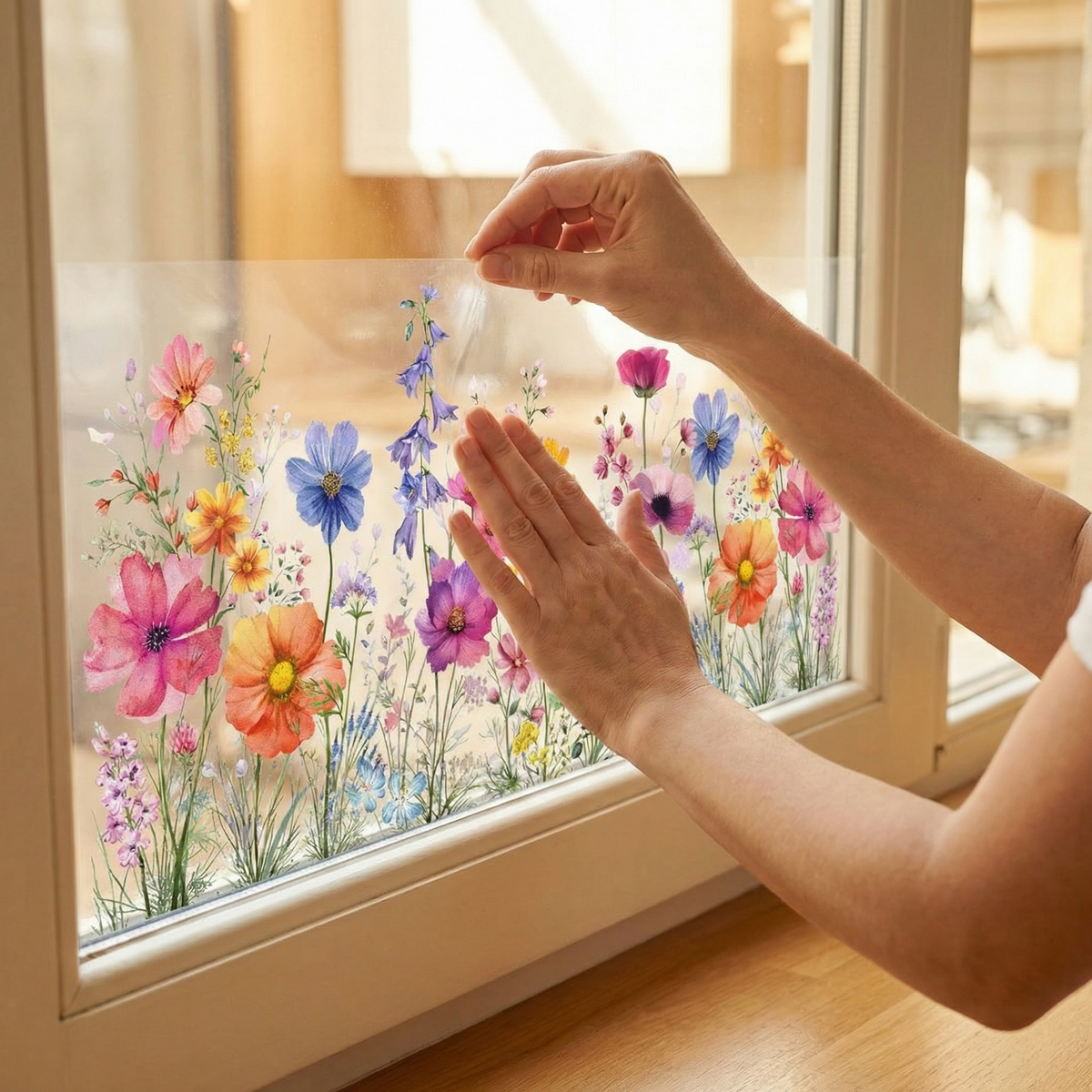 Watercolor Wildflower Window Cling
