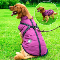 Waterproof Dog Winter Jacket - Lined with Sherpa Fleece - Integrated Harness - Ideal for Cold Weather