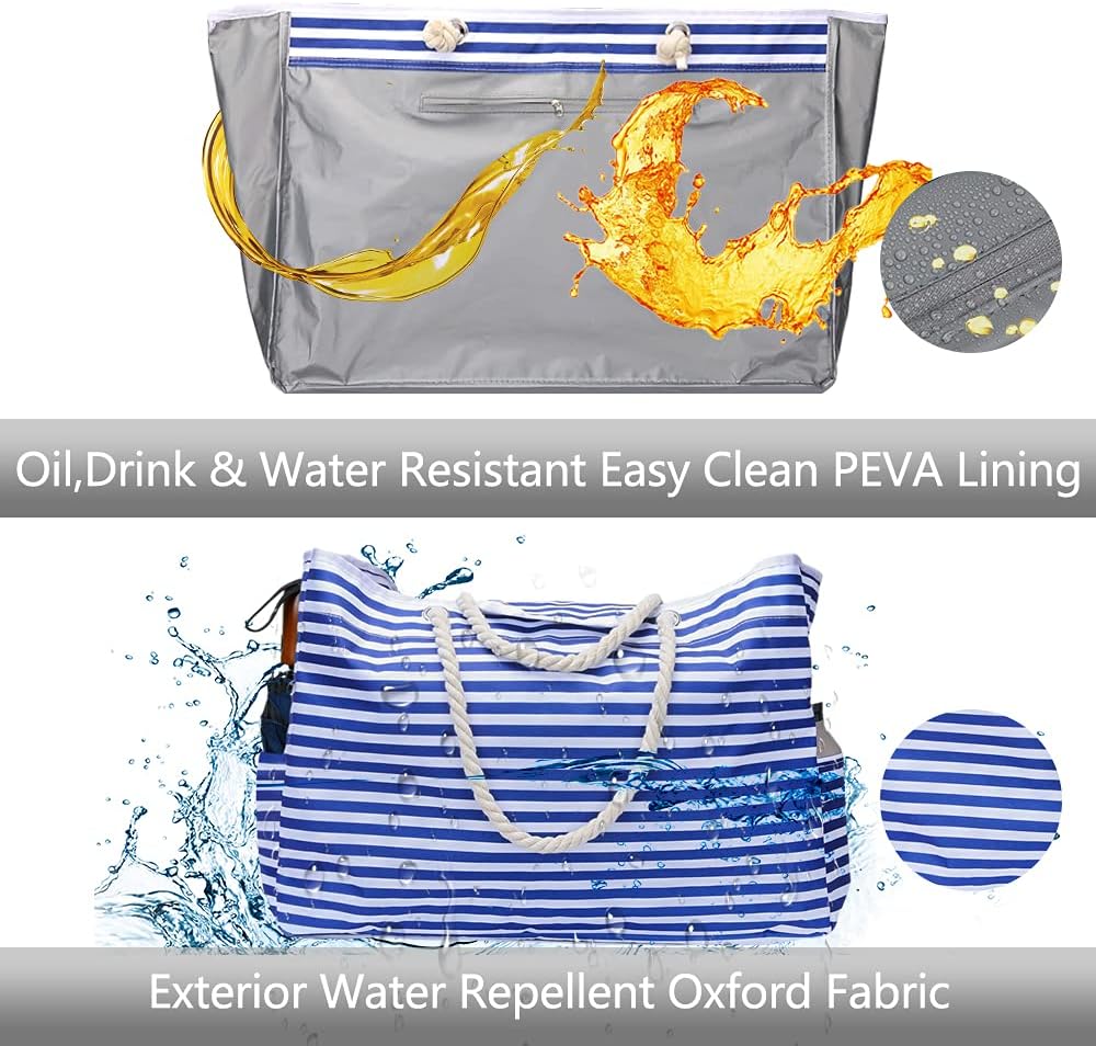 Waterproof Extra Large Beach Bag with Travel Pouch