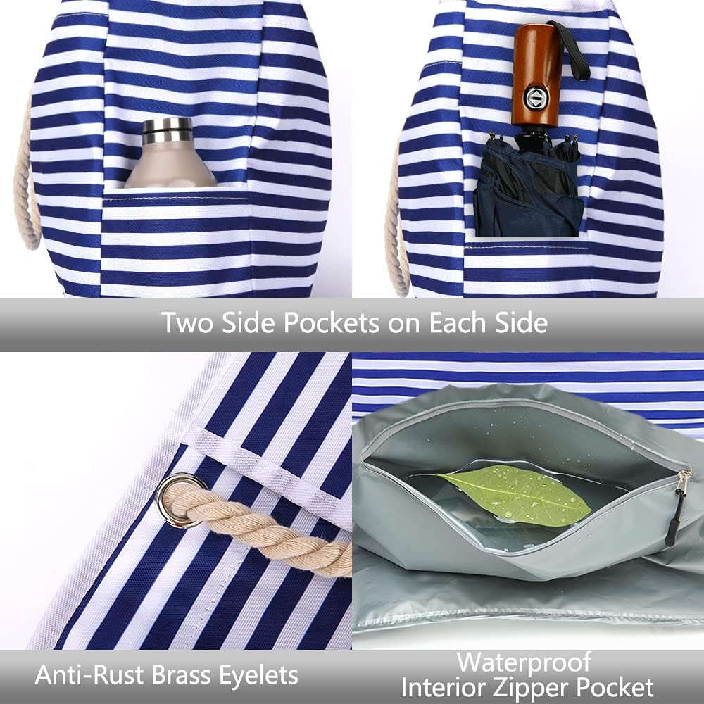 Waterproof Extra Large Beach Bag with Travel Pouch