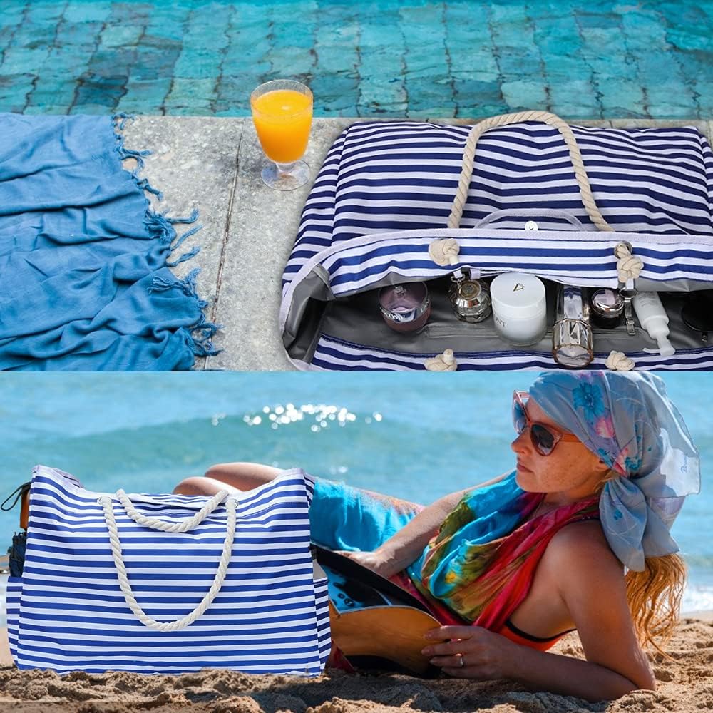 Waterproof Extra Large Beach Bag with Travel Pouch