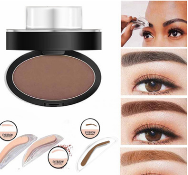 Waterproof Eyebrow Stamp Kit with Powder, 3 Shapes & 3 Colors - Natural Finish