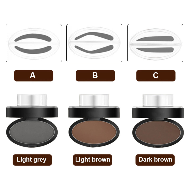 Waterproof Eyebrow Stamp Kit with Powder, 3 Shapes & 3 Colors - Natural Finish