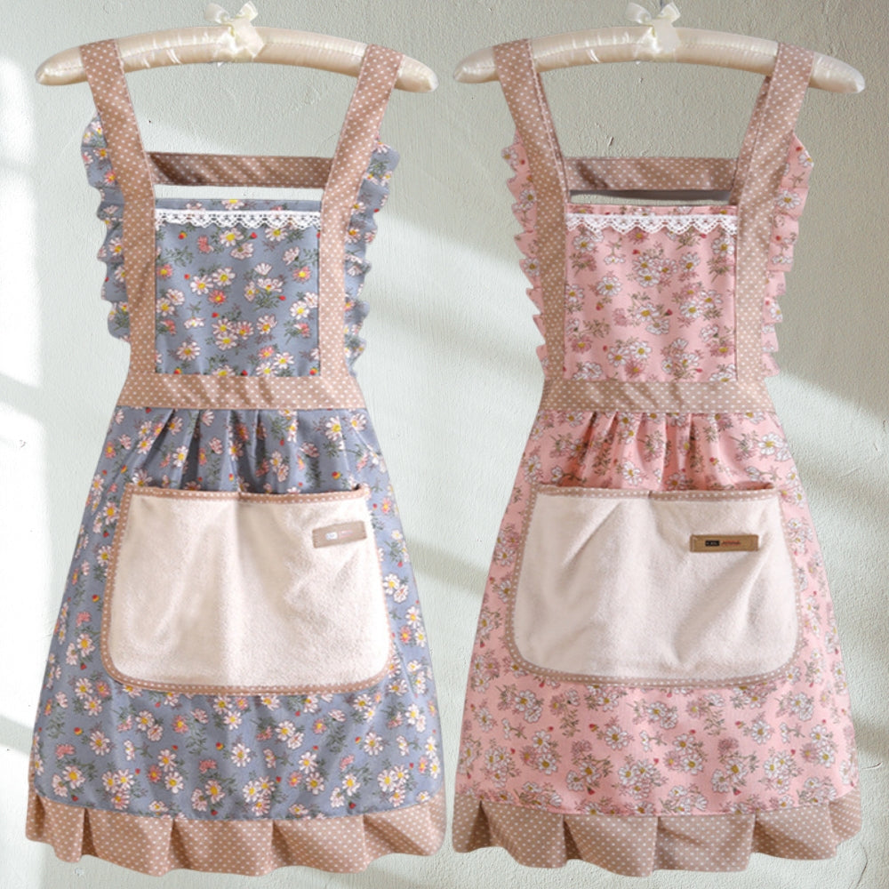 Waterproof Floral Cotton Kitchen Apron