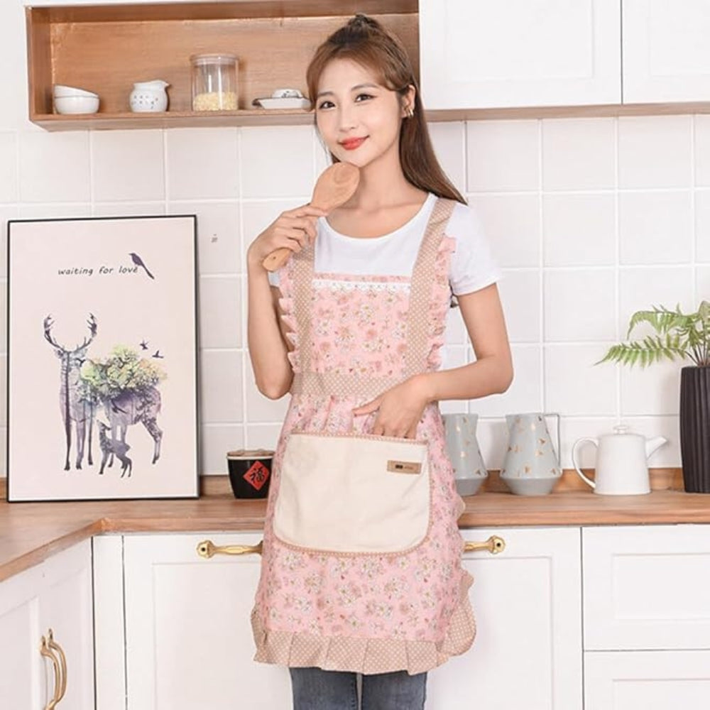 Waterproof Floral Cotton Kitchen Apron