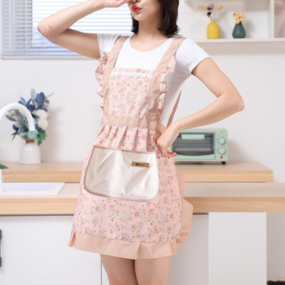 Waterproof Floral Cotton Kitchen Apron