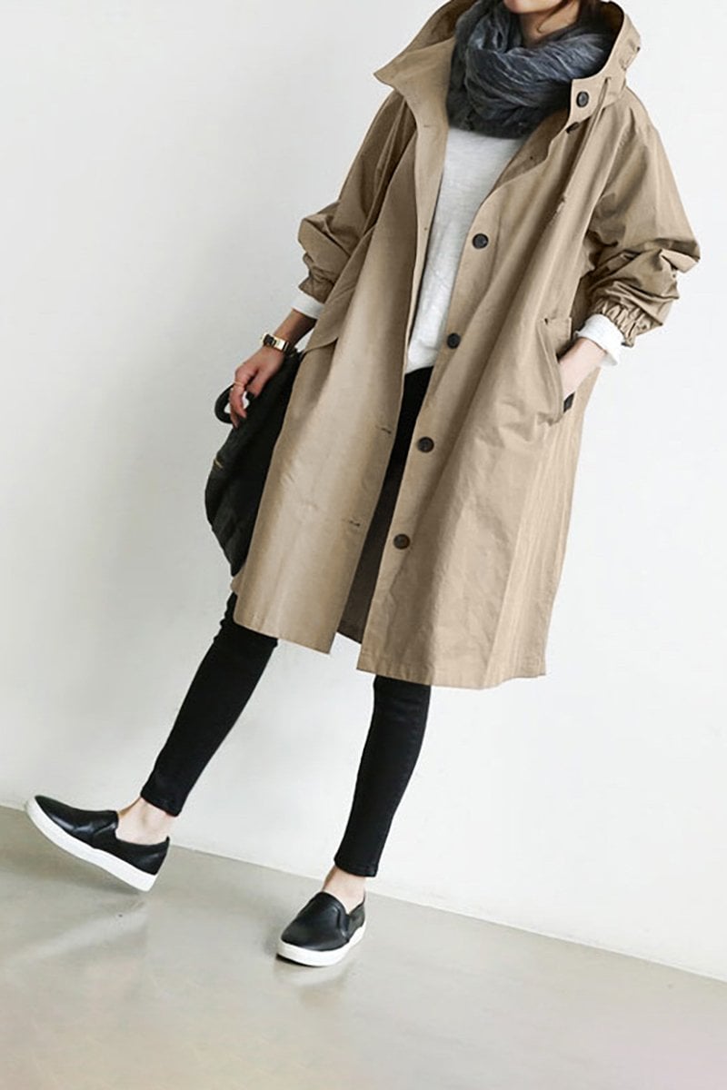 Waterproof Hooded Trench Raincoat - Lightweight and Elegant
