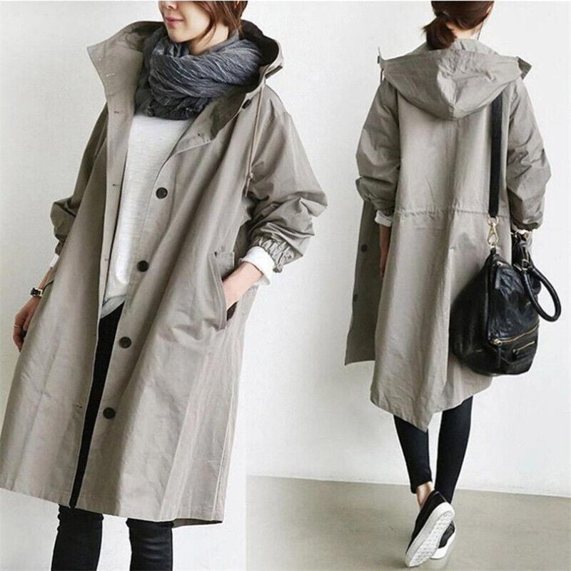 Waterproof Hooded Trench Raincoat - Lightweight and Elegant