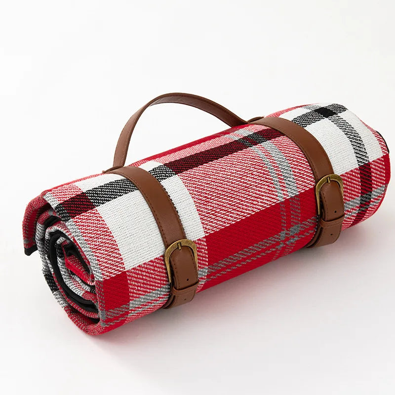 Waterproof Picnic Blanket with Leather Carrying Strap