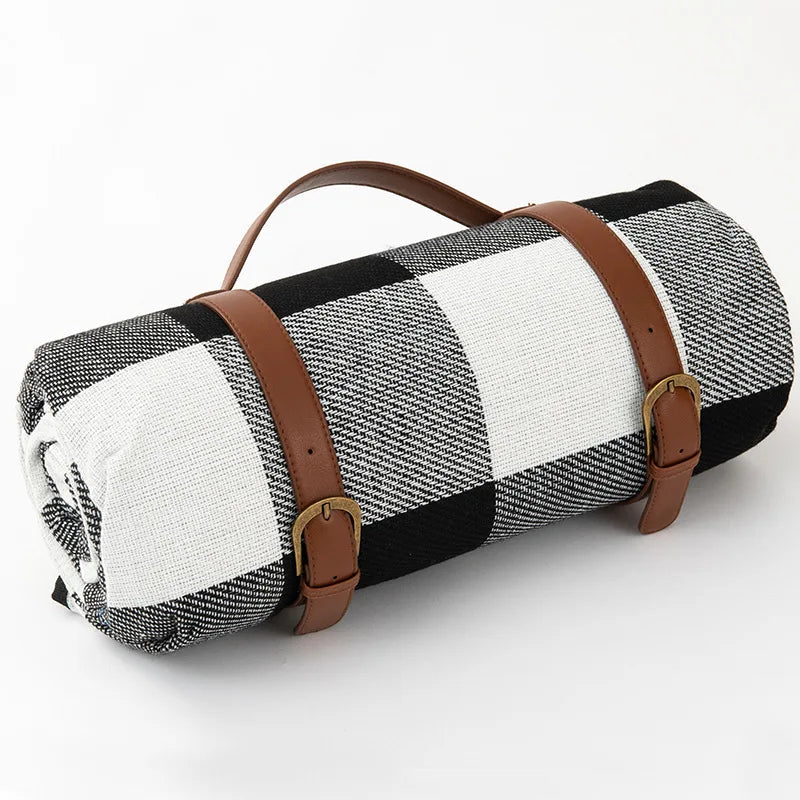 Waterproof Picnic Blanket with Leather Carrying Strap
