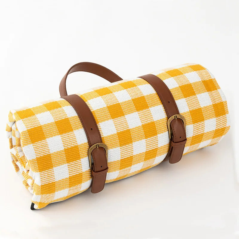 Waterproof Picnic Blanket with Leather Carrying Strap