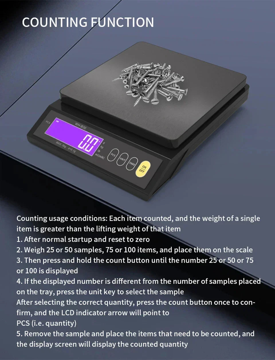 Waterproof Stainless Steel Digital Electronic Kitchen Scale with LCD Display for Baking (5 kg/0.1 g & 10 kg/1 g)