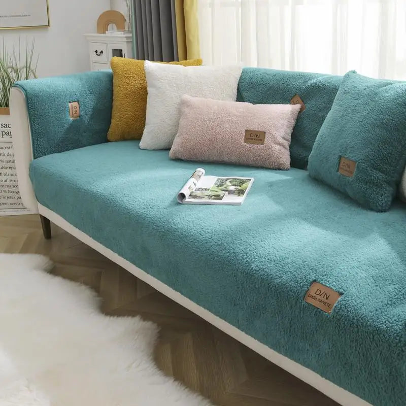 Waterproof Thick Sherpa Fleece Non-Slip Sofa Cover