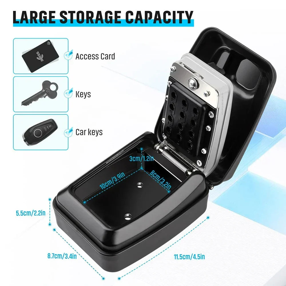 Waterproof Wall-Mounted Key Safe – Outdoor Lockable Key Storage Box with Combination Lock