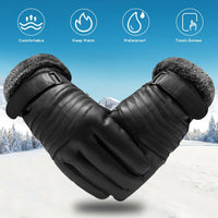 Waterproof Warm Leather Winter Ski Gloves - Touchscreen Compatible (-30°C)