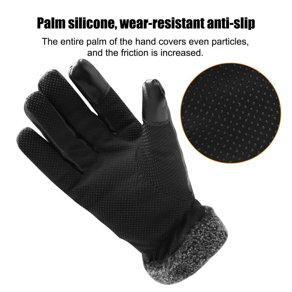 Waterproof Warm Leather Winter Ski Gloves - Touchscreen Compatible (-30°C)