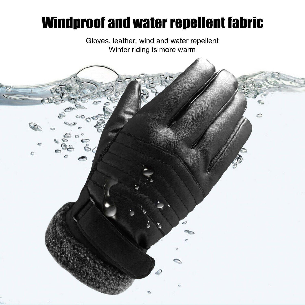Waterproof Warm Leather Winter Ski Gloves - Touchscreen Compatible (-30°C)