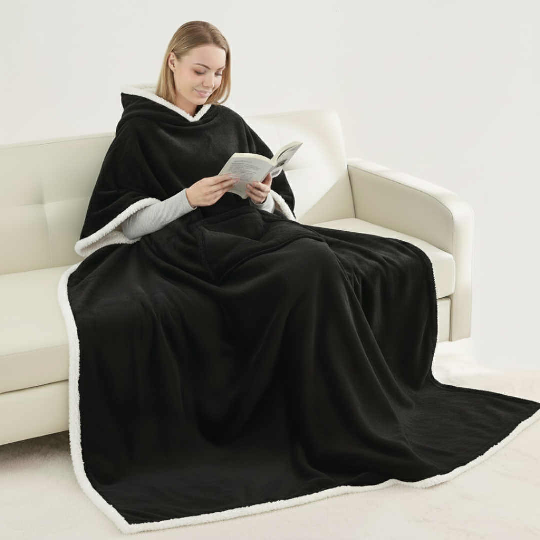 Wearable Wrap Blanket with Sherpa Lining