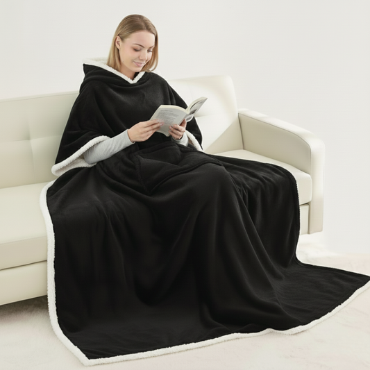 Wearable Wrap Blanket with Sherpa Lining