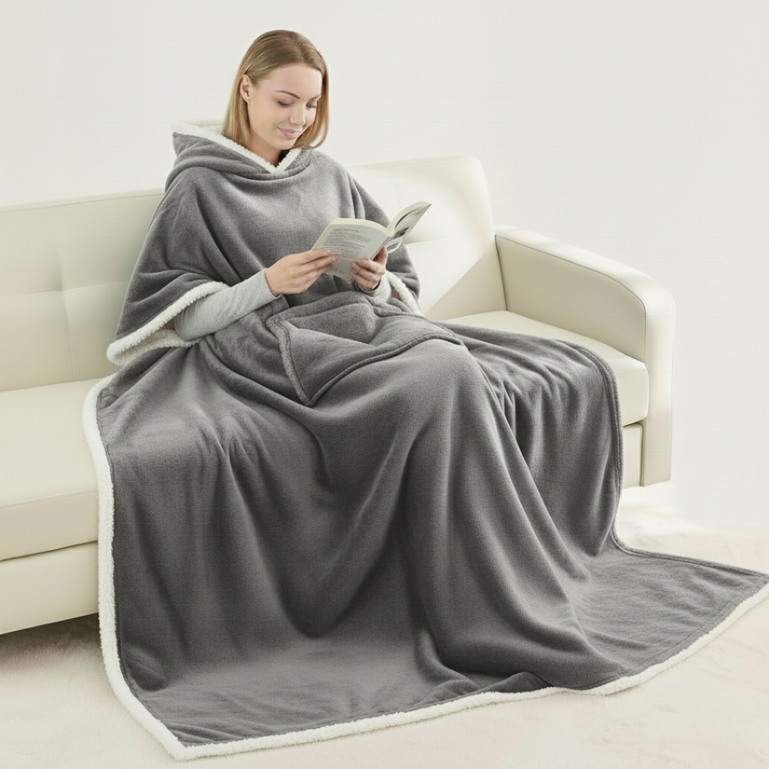 Wearable Wrap Blanket with Sherpa Lining