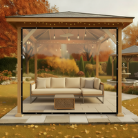 Weatherproof Clear PVC Protective Tarp with Grommets for Gazebos, Pergolas and Porches, 0.35 mm Thickness