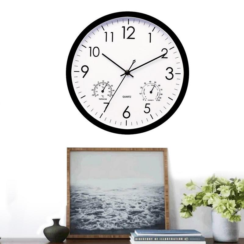 Weatherproof Outdoor and Garden Wall Clock with Thermometer