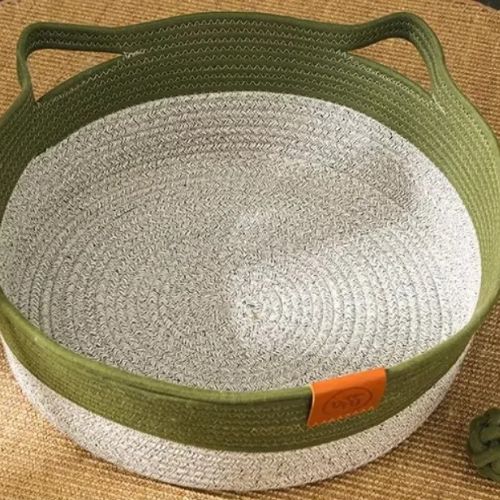 Wicker Cat Basket with Ears
